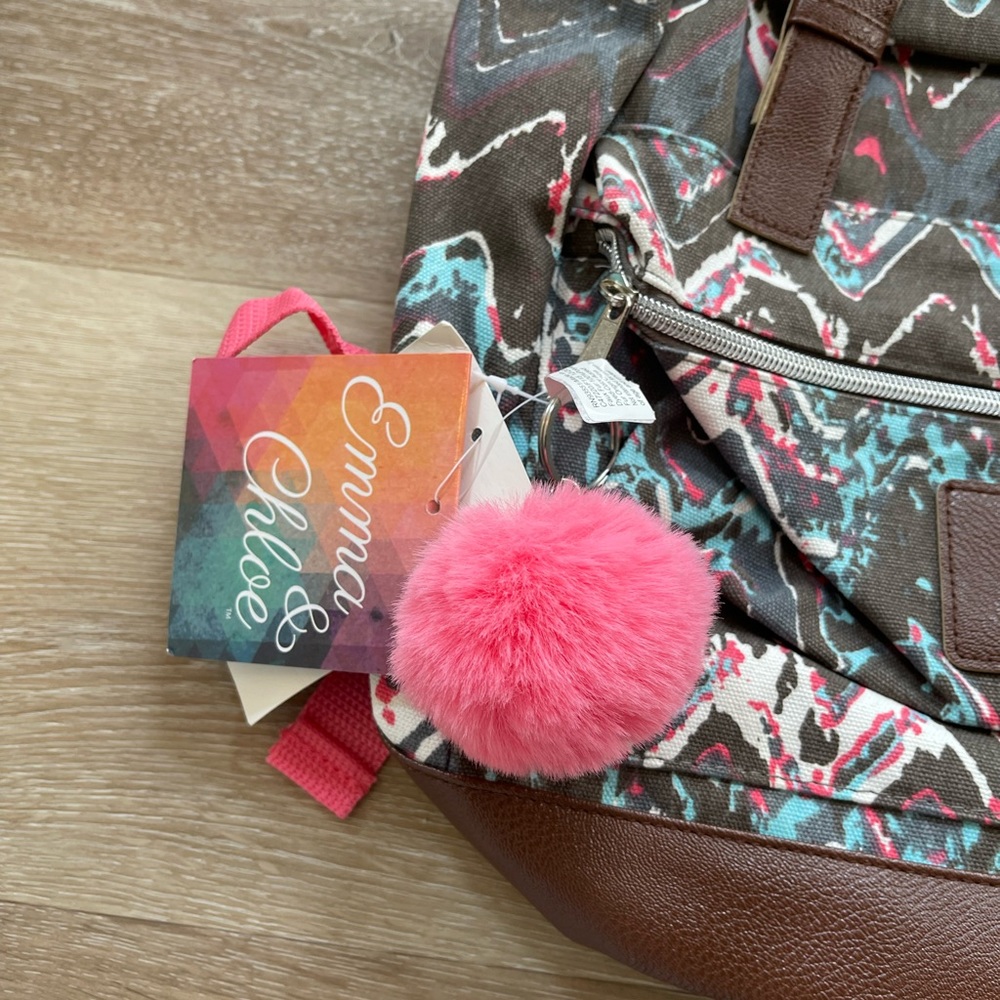 NWT Emma & Chloe Chevron Multicolor Backpack - Picture 6 of 10